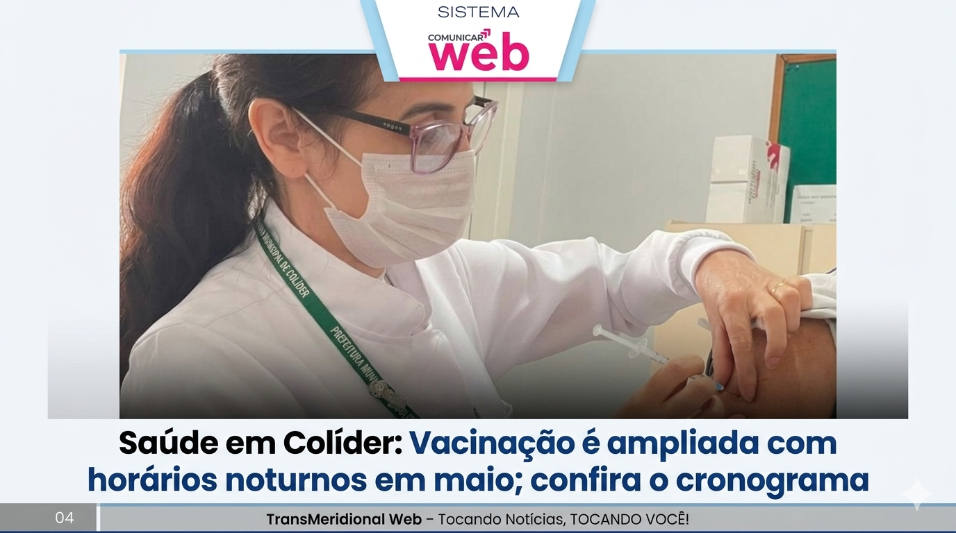 Saúde em Colíder: Vacinação é ampliada com horários noturnos em maio; confira o cronograma Saúde em Colíder: Vacinação é ampliada com horários noturnos em maio; confira o cronograma