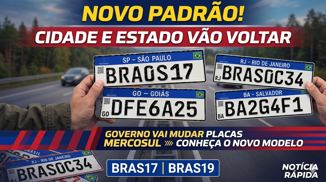 Placas do Mercosul podem voltar a exibir cidade e estado; Comissão aprova mudança