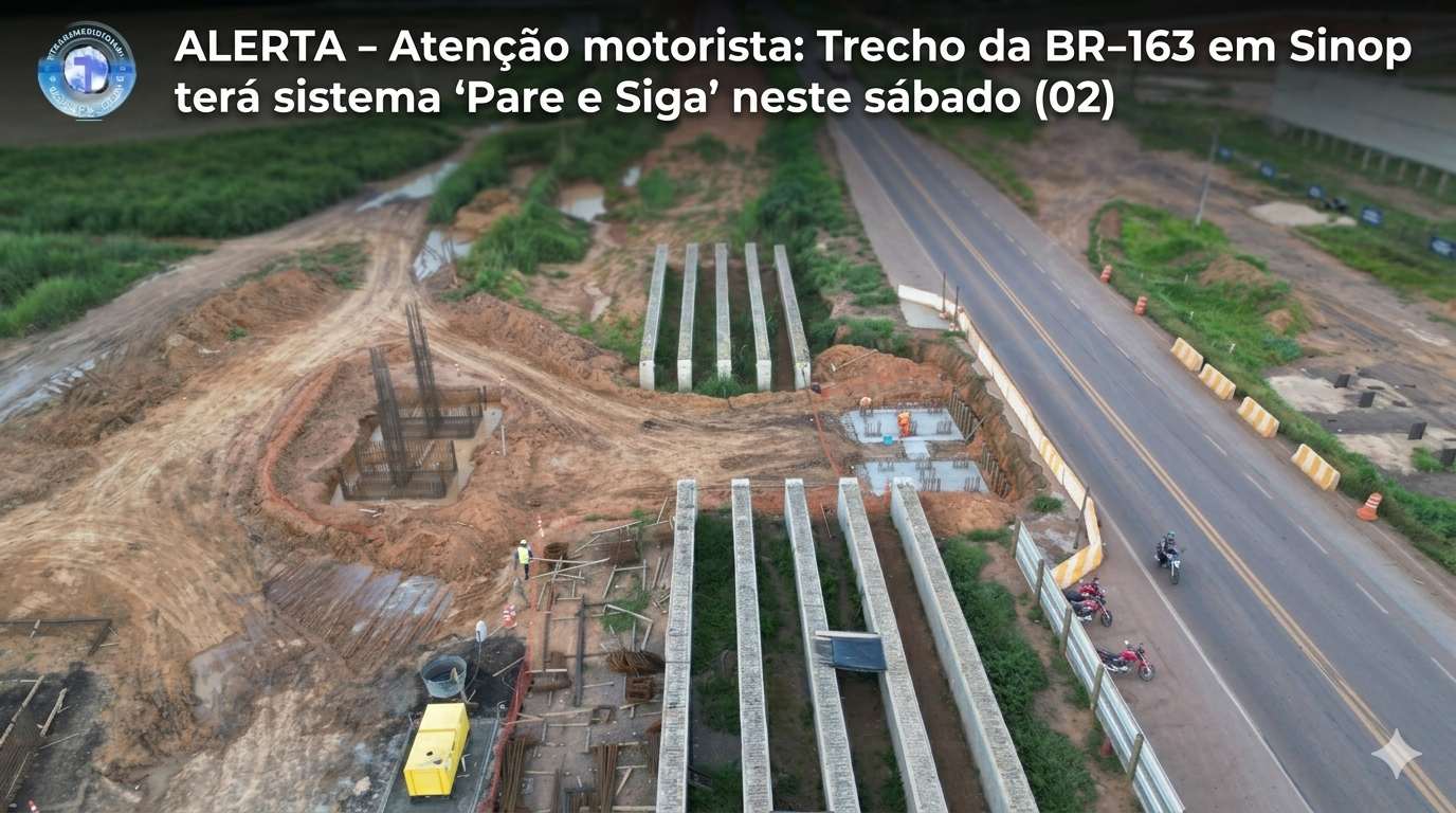 Atenção motorista: Trecho da BR-163 em Sinop terá sistema ‘Pare e Siga’ neste sábado (02)