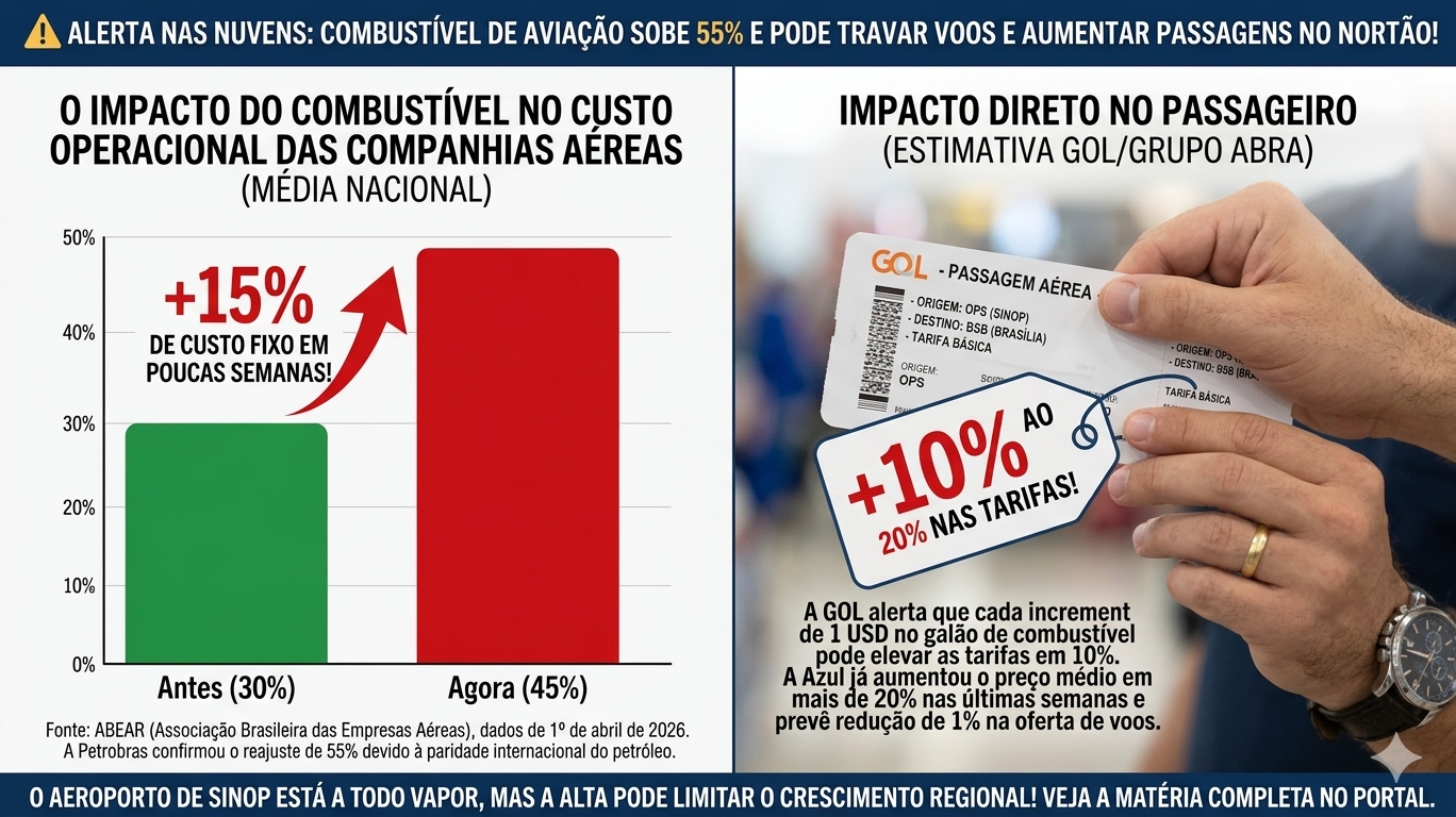 ✈️ ALERTA NAS NUVENS: Explosão de 55% no preço do combustível pode reduzir voos e encarecer passagens no Nortão