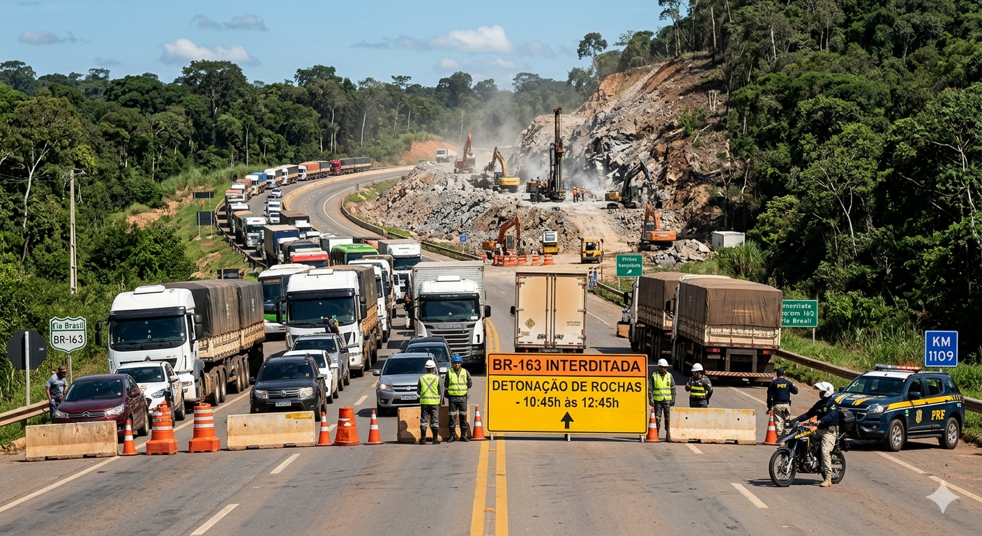 ATENÇÃO MOTORISTA: BR-163 terá interdição total em Guarantã do Norte nesta quarta-feira (08)
