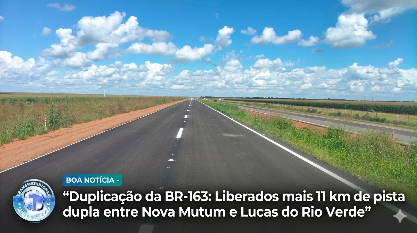 Boa Notícia – Duplicação da BR-163: Liberados mais 11 km de pista dupla entre Nova Mutum e Lucas do Rio Verde