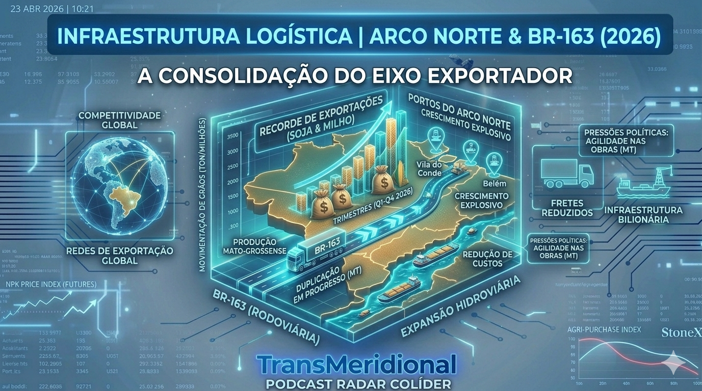 Podcast: Arco Norte: A importância da infraestrutura moderna para manter a competitividade do agronegócio no mercado internacional. Podcast: Arco Norte: A importância da infraestrutura moderna para manter a competitividade do agronegócio no mercado internacional.
