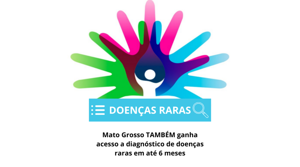 Logo do projeto Doenças Raras (WES) e a manchete da matéria.