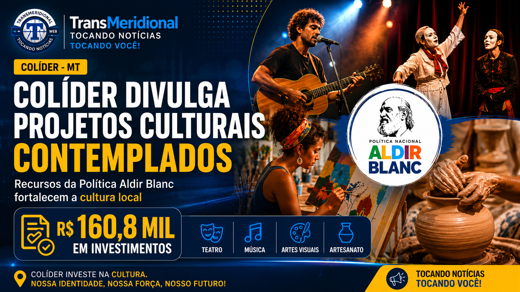 Colíder divulga lista preliminar de projetos culturais contemplados com R$ 160,8 mil da Política Aldir Blanc
