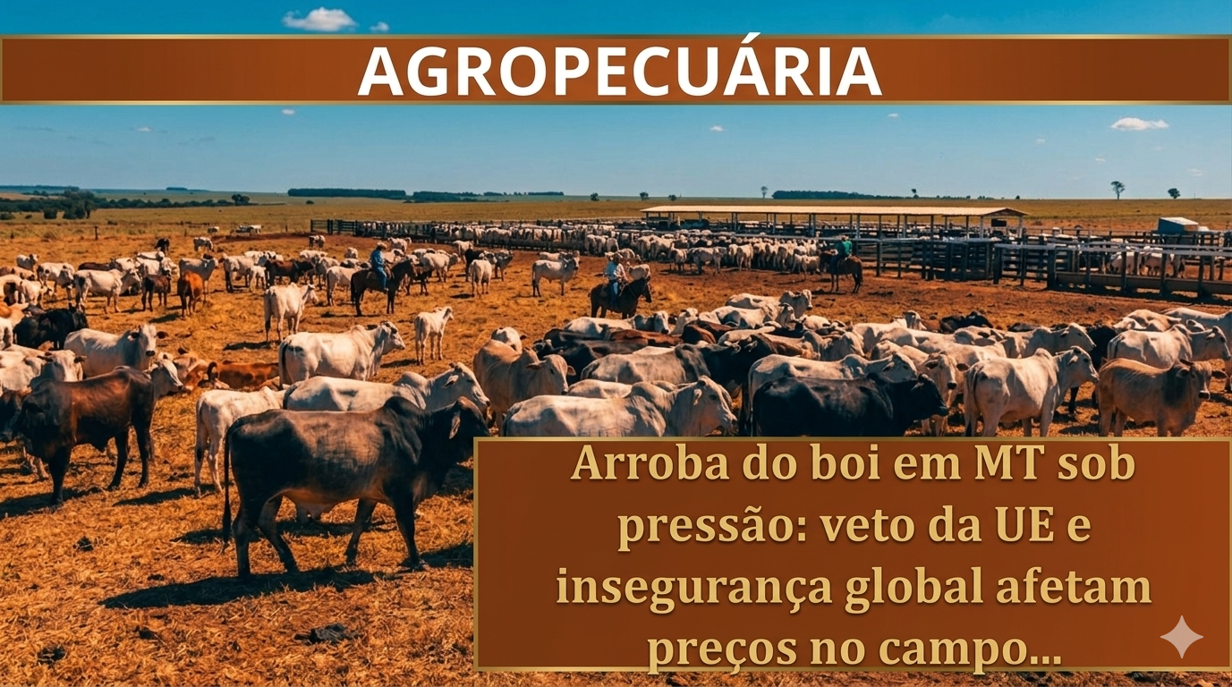 Arroba do boi em MT sob pressão: veto da UE e insegurança global afetam preços no campo