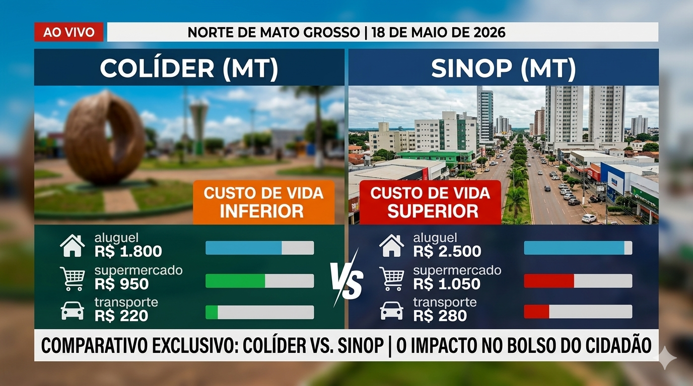 Custo de vida em Colíder: Como os preços se comparam aos de Sinop em 2026