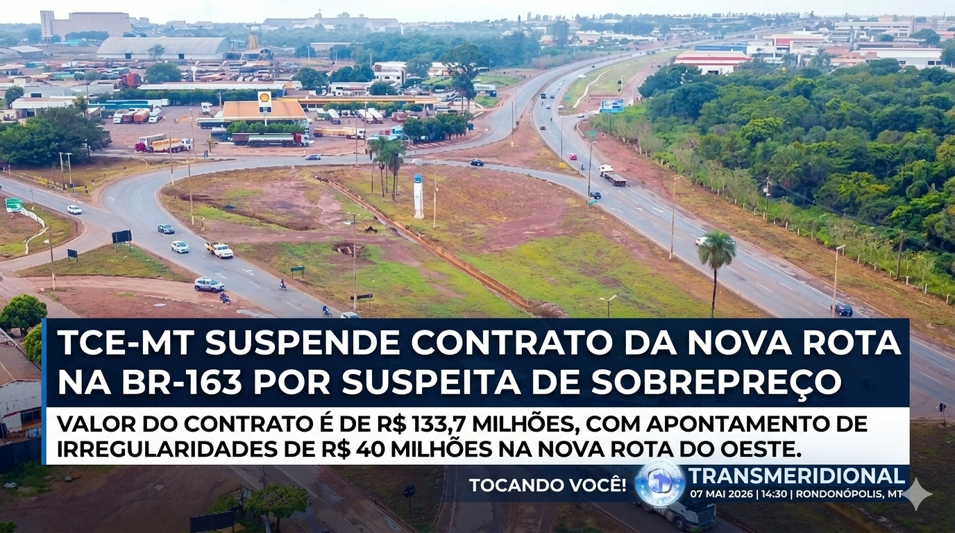 TCE-MT suspende contrato de R$ 133 milhões da Nova Rota do Oeste por suspeita de sobrepreço