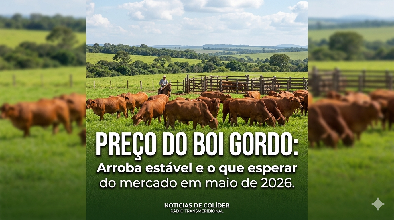 Colíder. Preço do Boi Gordo: Arroba estável e o que esperar do mercado em maio de 2026