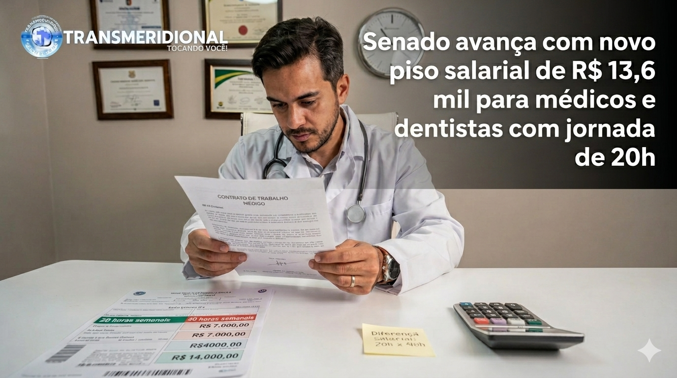 Senado avança com novo piso salarial de R$ 13,6 mil para médicos e dentistas com jornada de 20h Senado avança com novo piso salarial de R$ 13,6 mil para médicos e dentistas com jornada de 20h