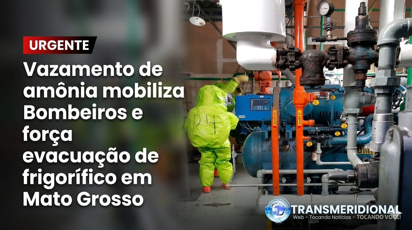 URGENTE. Vazamento de amônia mobiliza Bombeiros e força evacuação de frigorífico em Mato Grosso URGENTE. Vazamento de amônia mobiliza Bombeiros e força evacuação de frigorífico em Mato Grosso