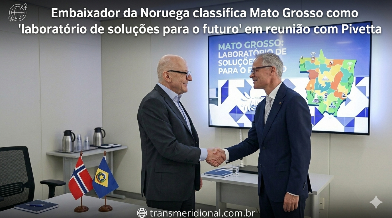 Embaixador da Noruega classifica Mato Grosso como “laboratório de soluções para o futuro” em reunião com Pivetta
